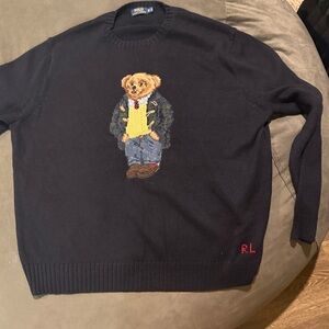Polo by Ralph Lauren Black Sweater with Bear Motif